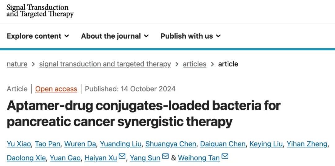 细菌负载适配体药物偶联物：胰腺癌协同疗法的突破性进展