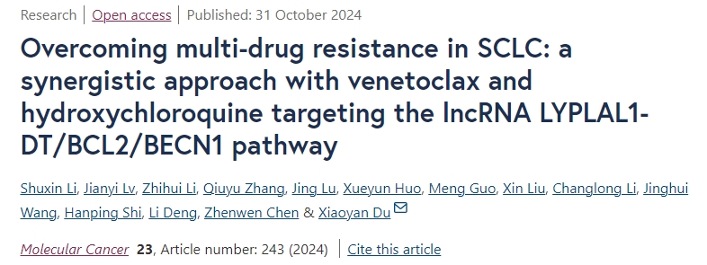 克服小细胞肺癌化疗耐药的新策略